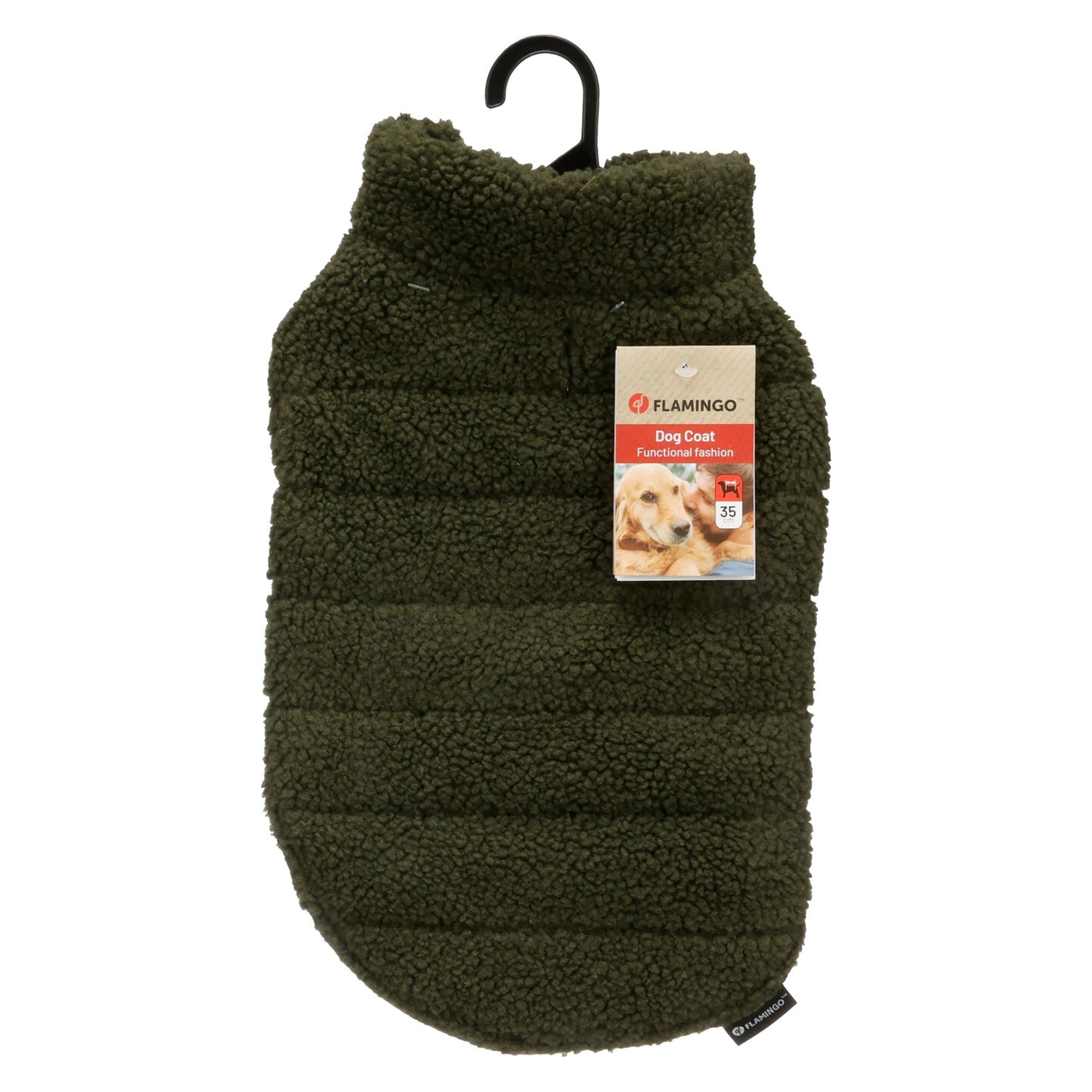 Flamingo Nado hundejakke grøn 35 cm - varm hundefrakke med fleece
